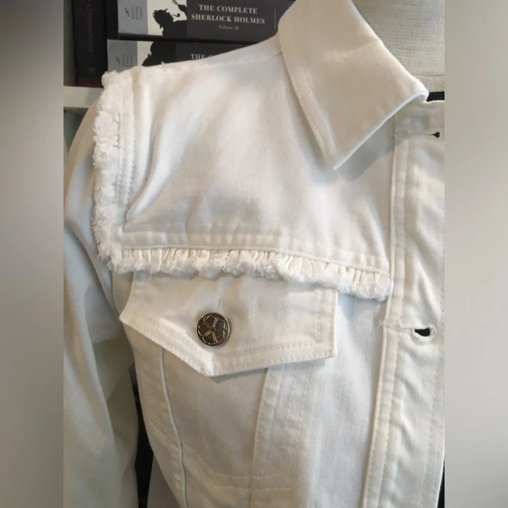 Trina Turk White Denim Jean Jacket - Picture 7 of 11